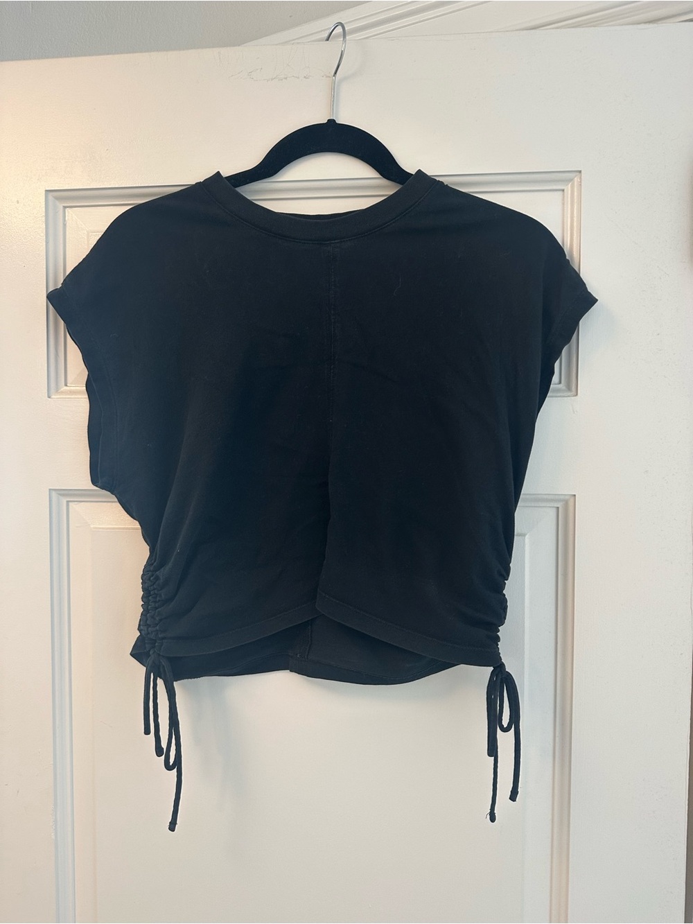Wilfred Black Drawstring Side-Ruched Crop Top